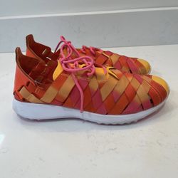 NIKE Juvenate Women's Ribbon Woven Running Shoe Sneaker Pink Orange SIZE 8
