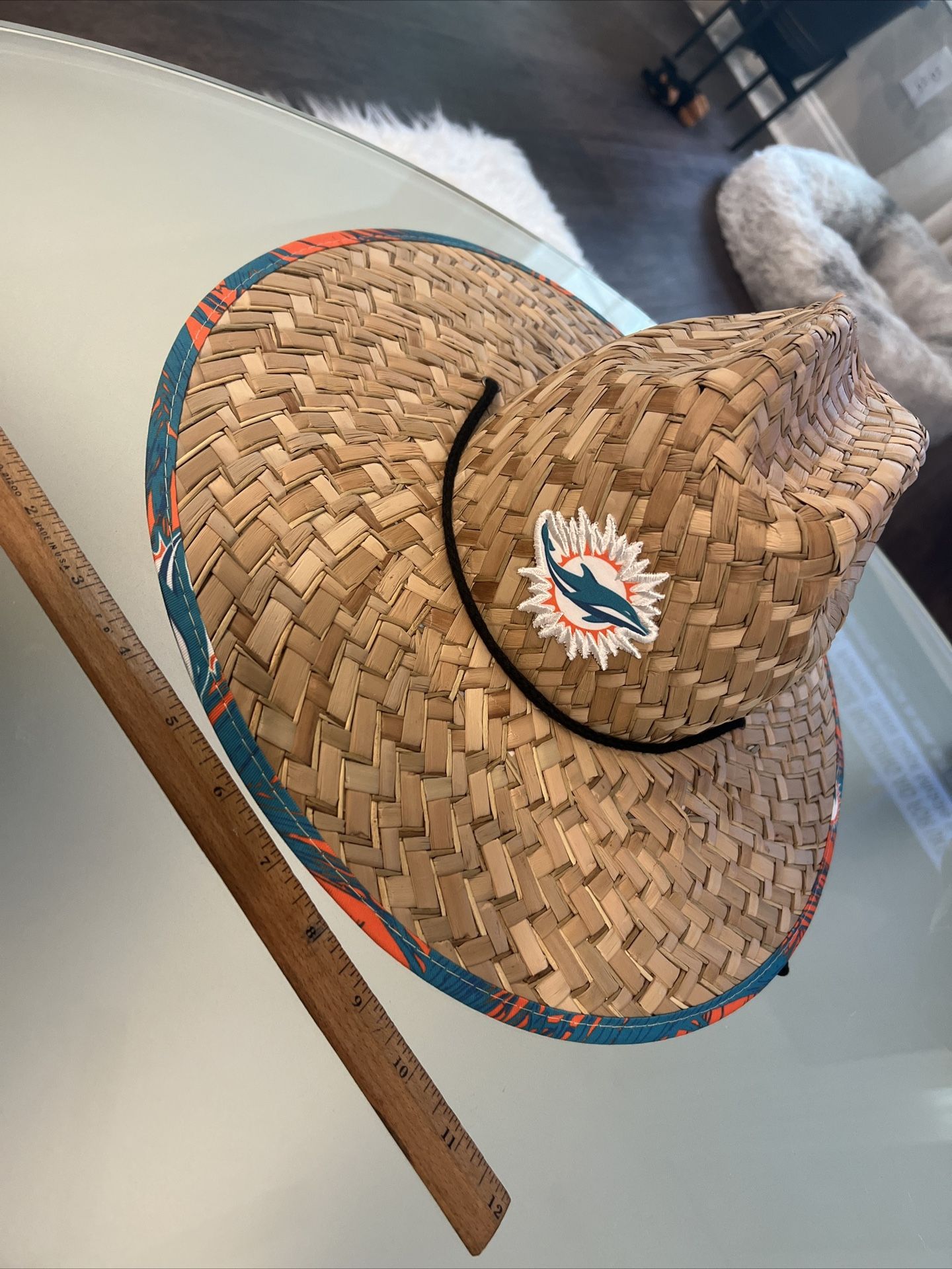 Miami Dolphins Unisex Fisherman,lifeguard,Gardening,Coaches Straw Hat approx 14”