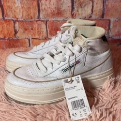 Reebok Club C Geo Mid White Dark Green (Women's