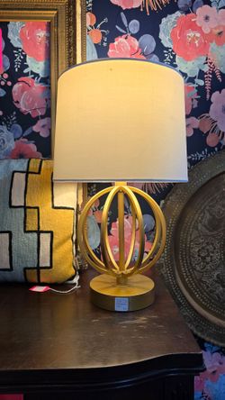 Gold Sphere Table Lamp with White Shade