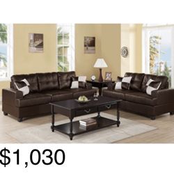 Gorgeous Chocolate Colored Sofa and Loveseat Set