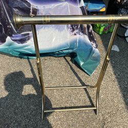 VINTAGE BRASS CHROME LOOK QUILT BLANKET RACK STAND