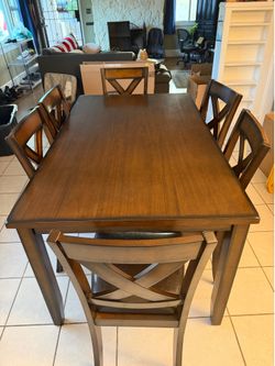 MOVING SALE- Dark Brown 6 seater Dining Room Table with Chairs