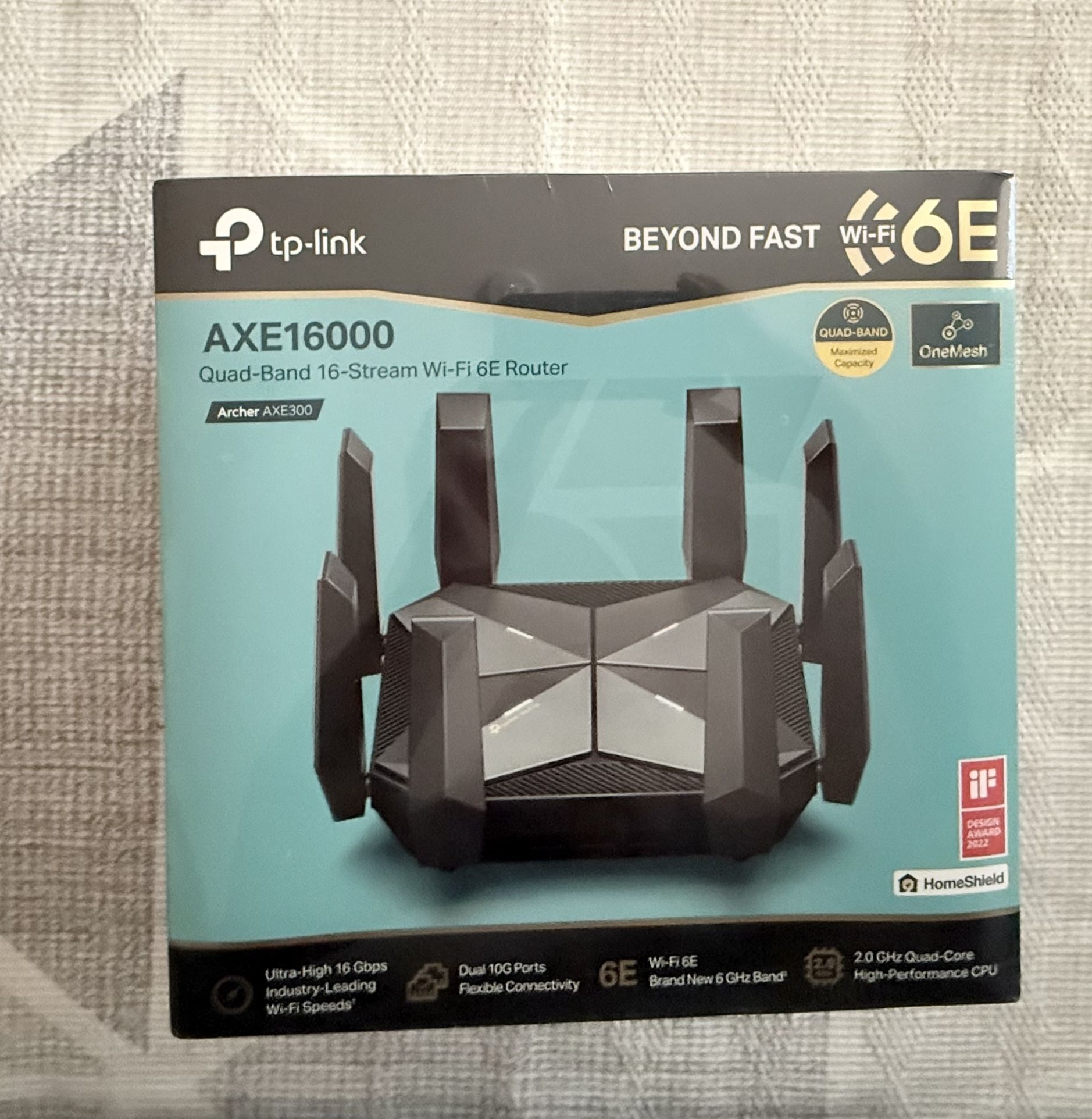 Brand New Sealed - TP-Link AXE16000 WiFi 6E Router (Archer AXE300) - Dual 10Gb Ports, Wireless Gaming Router, VPN Client, 2.5G WAN/LAN, 4 Gigabit LAN