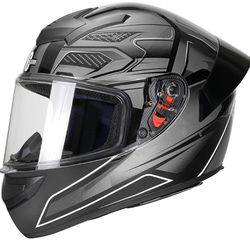 Full Face Motorcycle Helmet for Adults with DOT Approved, Lightweight Aerodynamic Street Bike Helmet for Men and Women, Three Layers Protection