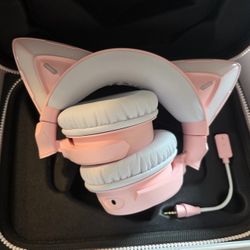 YOWU RGB Cat Ear Headphone 4, Upgraded Wireless & Wired Gaming Headset 