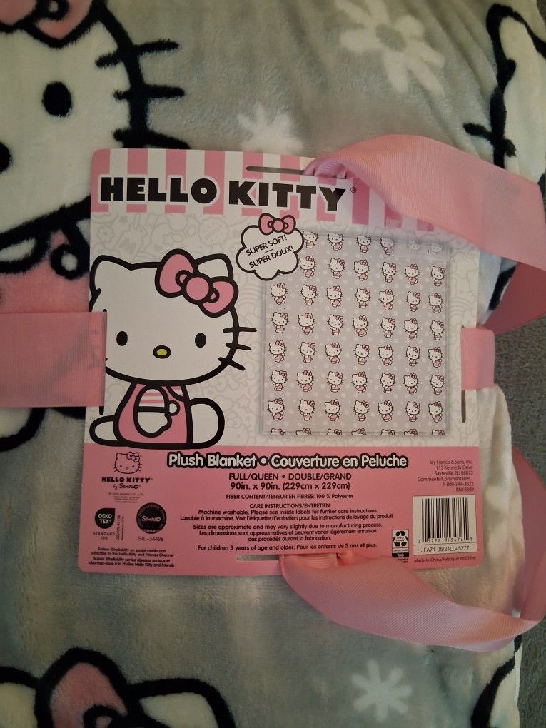 Hello Kitty Plush Blanket with Travel Comfort Pillow And Plush Toy