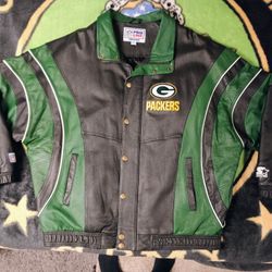 Green Bay packers Leather Jacket. Men's XXL 
