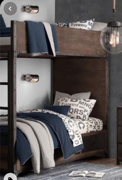 Indurstrial Rustic Boys Bunk BedTwin over twin Restoration Hardware Kids bunk bed in perfect condition paid 3,800 plus shipping and set up