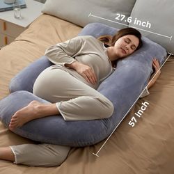 Pregnancy Pillow for Sleeping - U Shaped Full Body Maternity Pillow - Grey