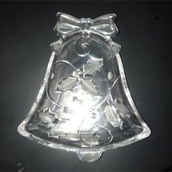 crystal mistletoe bell shaped candy dish mikasa