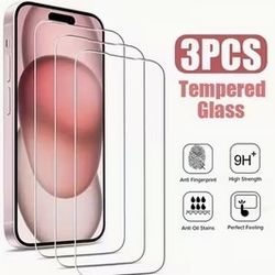 iPhone 15 Pro Tempered Glass Screen Protectors (3-Pack) – Brand New