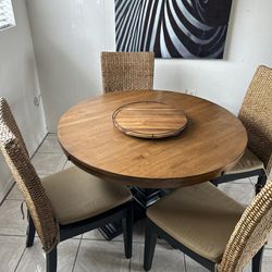 Beautiful Wood Table & Four Chairs , with the cushions