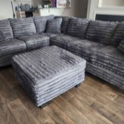Valentines Day Sale🧊 Brand New Byers Market Wham Gunmetal Corduroy 2pc Sectional & Ottoman Sets