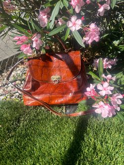 Vintage Furla Brown Croc Embossed Leather Purse - Italy