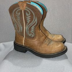 Ariat Fatbaby Womens Sz 7B Brown Suede Leather Cowboy Western Boots