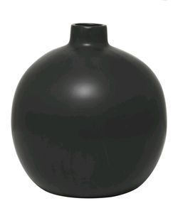 17" Matte Black Round Ceramic Vase