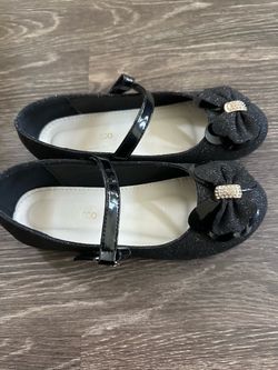 Girls black shimmery Mary Jane shoes