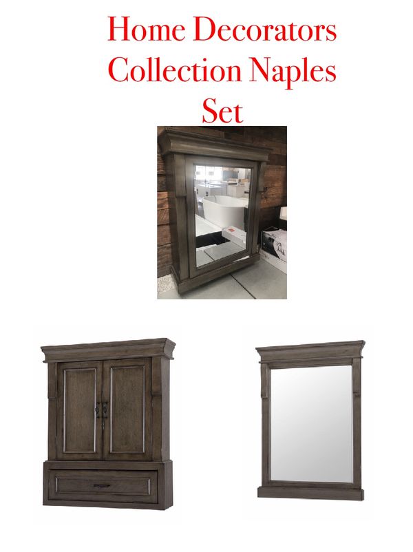 Set Of 3 Home Decorators Collection Naples Cabinetirrors In Set Of 3 Home Decorators Collection Naples Cabinetirrors In Distressed Grey