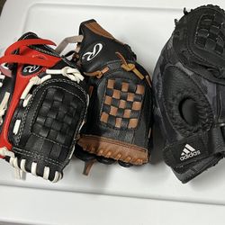 Various Kids Baseball Gloves