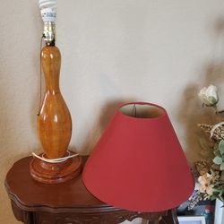 Solid Wood Bowling Pin Lamp And Shade