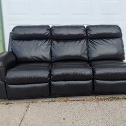Black Leather Reclining Sofa