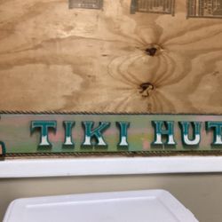 48” X 7” Wooden Heavy Tiki Hut Sign 