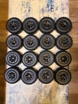 Pre-Glued 1/10 RC Short Course Truck Tires and Wheels Set 12mm Hex for Traxxas Slash 4x4 BL-2S 2WD Redcat Blackout SC Losi SCT Team Associated SC10 HP