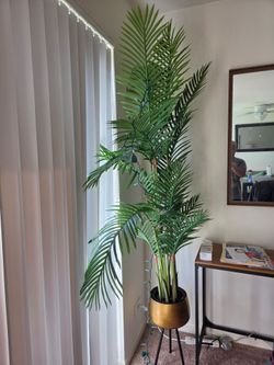 Large Artificial Palm Tree with Gold Planter