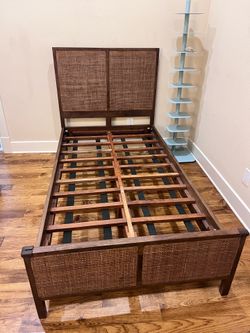 Pottery Barn Dolores Cane Twin Platform Bed Mango Wood