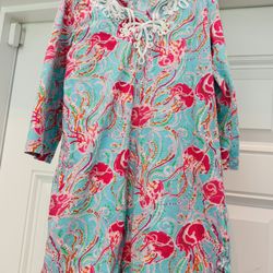 Lilly Pulitzer Eliza Girls Dress Size 6-7 Jellies Be Jammin Jellyfish Print Size 6-7 | 3/4 Sleeve | Style: Eliza Dress 
