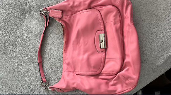 Coach Kristen Leather Zipper Shoulder Hobo Bag Pink Rose