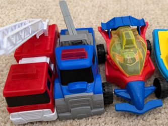 6 assorted toy vehicles