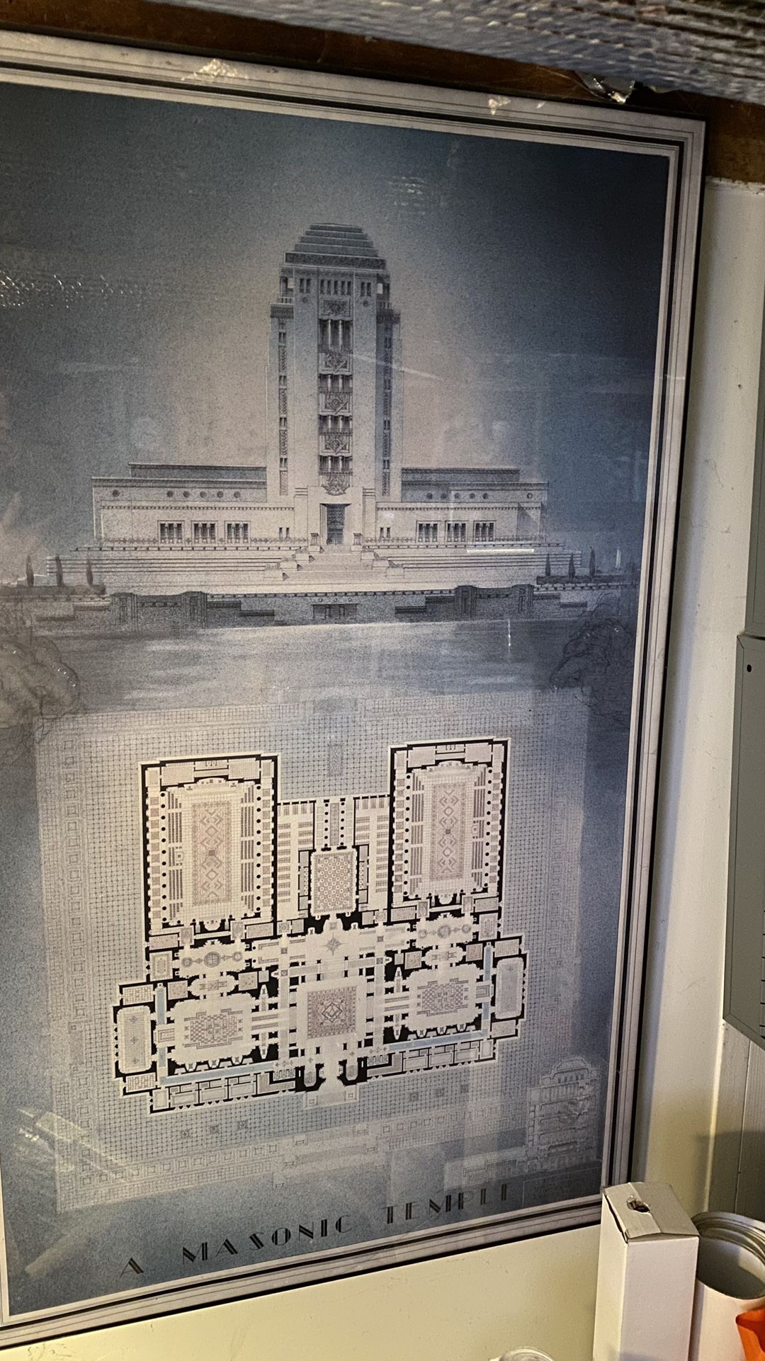 Price Cut - Beautiful Framed Masonic Temple Poster - LOOK!