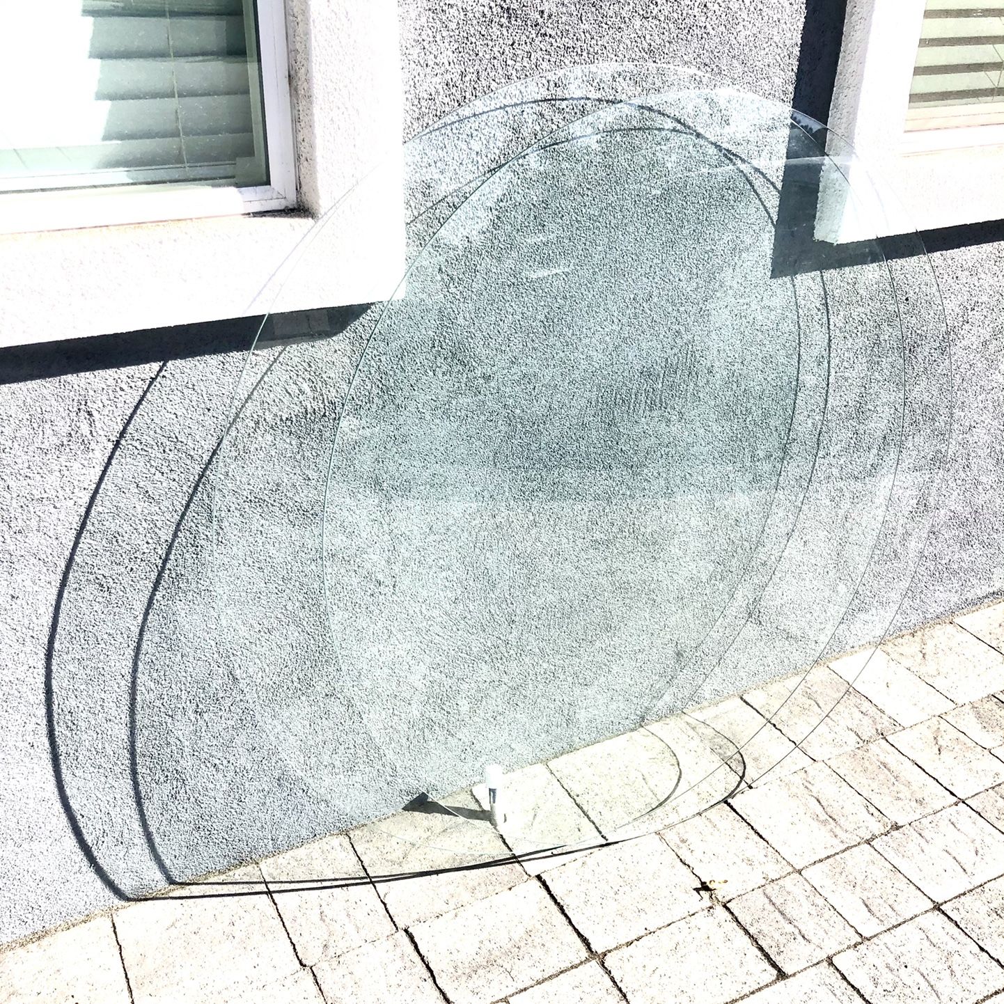 Two Round Beveled Glass For Round Table