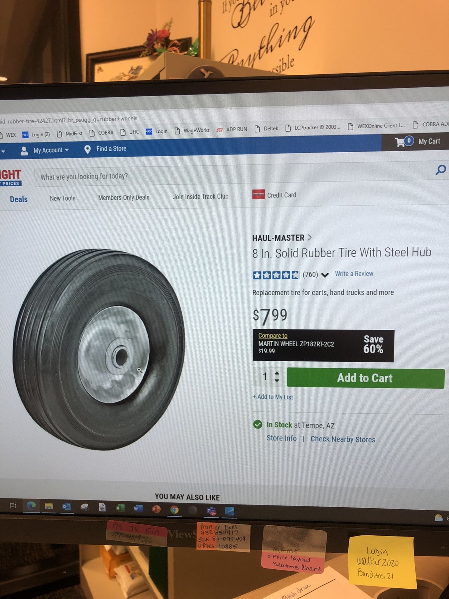 Haul Master 8” Solid Rubber Tire With Steel Hub - Qty 8