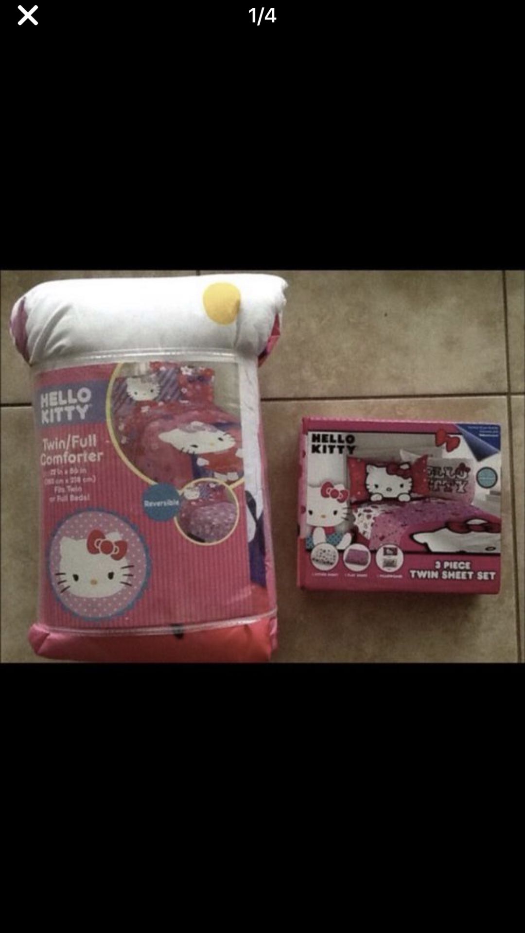 New Hello Kitty Twin/Full Comforter and Matching Sheet set