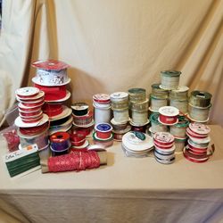 Box o' 71 Rolls Spools RIBBON Craft Gift Decorative Sewing Christmas Color Themes