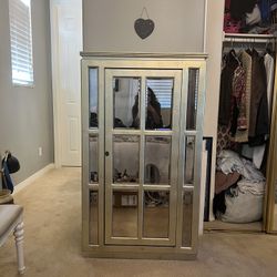 Gold Mirrored Jewelry Cabinet 