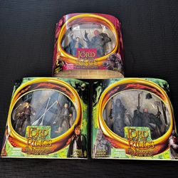 NEW! Lot of 3 Lord of The Rings Action Figures Combo Sets - Two Towers - Fellowship