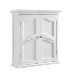 Teamson Home Versailles Wooden Wall Cabinet with 2 Shelves, White