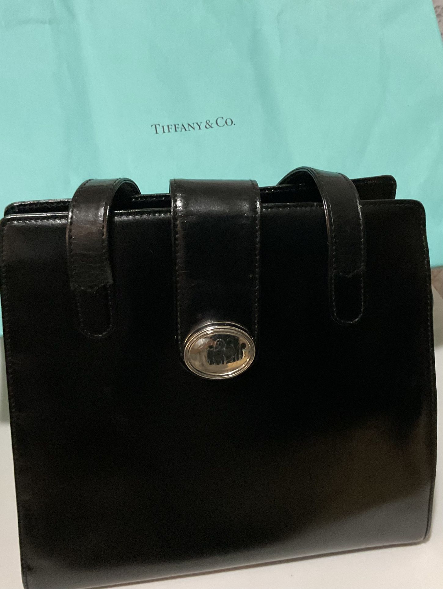 Black Leather Vintage Bag Tiffany & Co