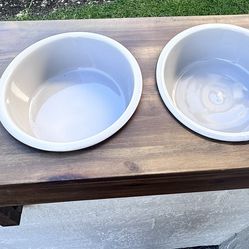 New! 2 Ceramic Dog Bowls With Wooden Stand  $25 OBO 