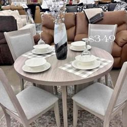 Modern! 5-pc Dining Table Set Light Grey