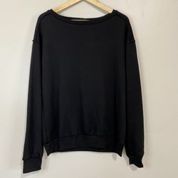 Treasure & Bond Women’s Raw Edge Fleece Sweatshirt Black Size XS NWT