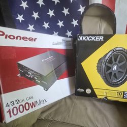 NIB! Pioneer 1000W AMP(GM-E360X4) & 10" Kicker C10 Subwoofer~ $175