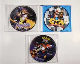 LOT OF 3 PS1 PLAYSTATION CRASH BANDICOOT 2 & CTR SPYRO PAL VERSIONS DISCS ONLY