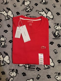 Lacoste Men's Thermal Red Long Sleeve T-Shirt Size Large