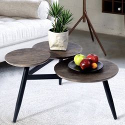 3-Tier Metal And Wood Coffee Table
