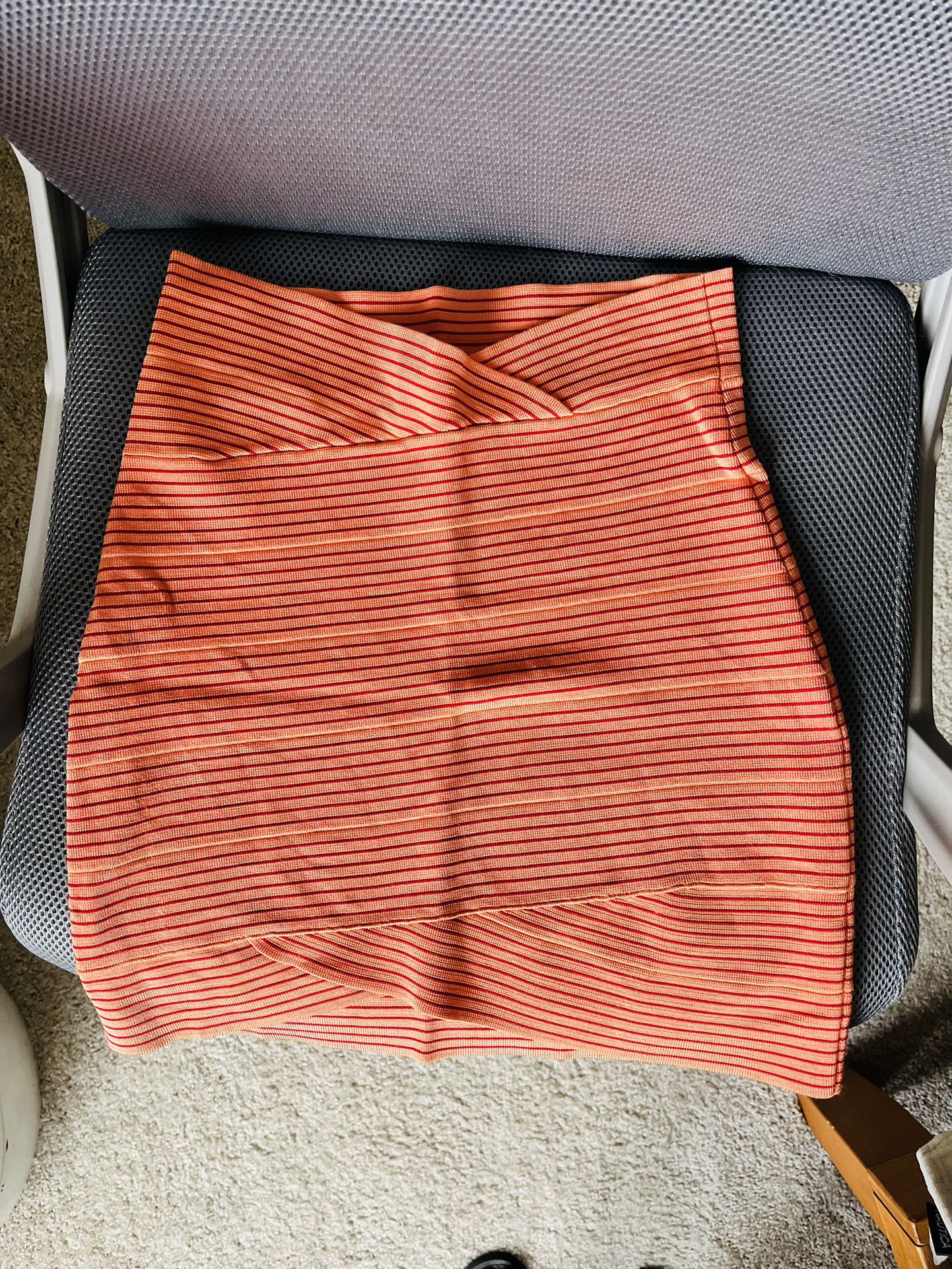 Orange And Red Striped Mini Skirt